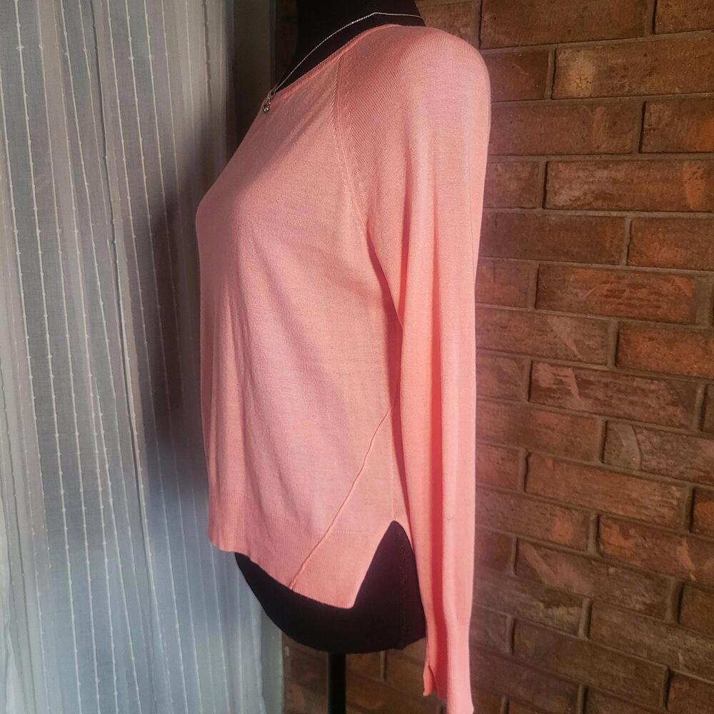 Zara Women's Basic Long Sleeve Sweater Peach/Pink Round Neck Side Slit - Size S - Picture 4 of 9